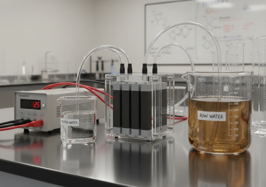 ۱. دیاگرام شماتیک فناوری تصفیه آب الکتروشیمیایی با قابلیت بازیابی انرژی سامسونگ ۲. تیم تحقیقاتی مشترک سامسونگ و دانشگاه SKKU در آزمایشگاه تصفیه آب ۳. مقایسه عملکرد الکترود نانوساختار جدید با الکترودهای متداول در حذف یون سختی۱. دیاگرام شماتیک فناوری تصفیه آب الکتروشیمیایی با قابلیت بازیابی انرژی سامسونگ ۲. تیم تحقیقاتی مشترک سامسونگ و دانشگاه SKKU در آزمایشگاه تصفیه آب ۳. مقایسه عملکرد الکترود نانوساختار جدید با الکترودهای متداول در حذف یون سختی