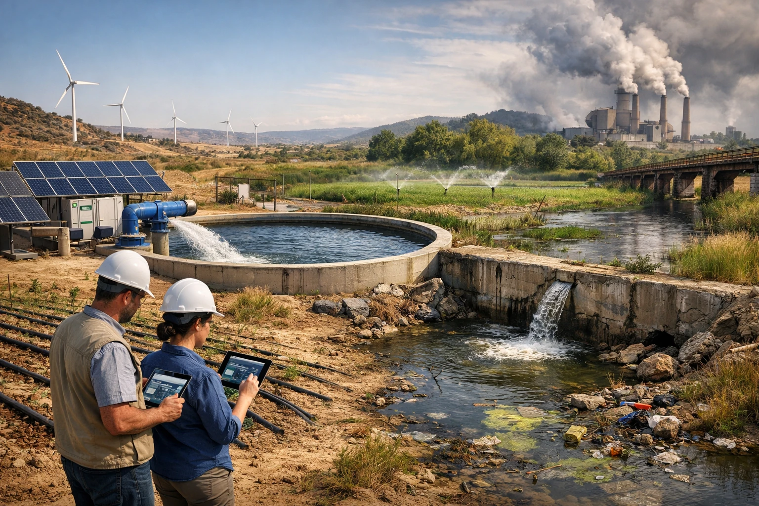 ۱. نقشه مقایسه کارایی مصرف آب در استان‌های چین ۲. نمودار تأثیر فقر انرژی بر پایداری منابع آب ۳. مدل مدیریت منابع آب در مناطق خشک و نیمه‌خشک