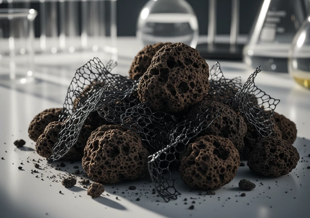 ۱. ساختار مولکولی نانولوله‌های کربنی و گرافن برای جذب آلاینده‌های آب ۲. مقایسه کارایی بیوچار و کربن فعال در حذف فلزات سنگین از پساب ۳. اینفوگرافیک چرخه تصفیه آب با استفاده از مواد کربنی پایدار و ایروژل‌ها