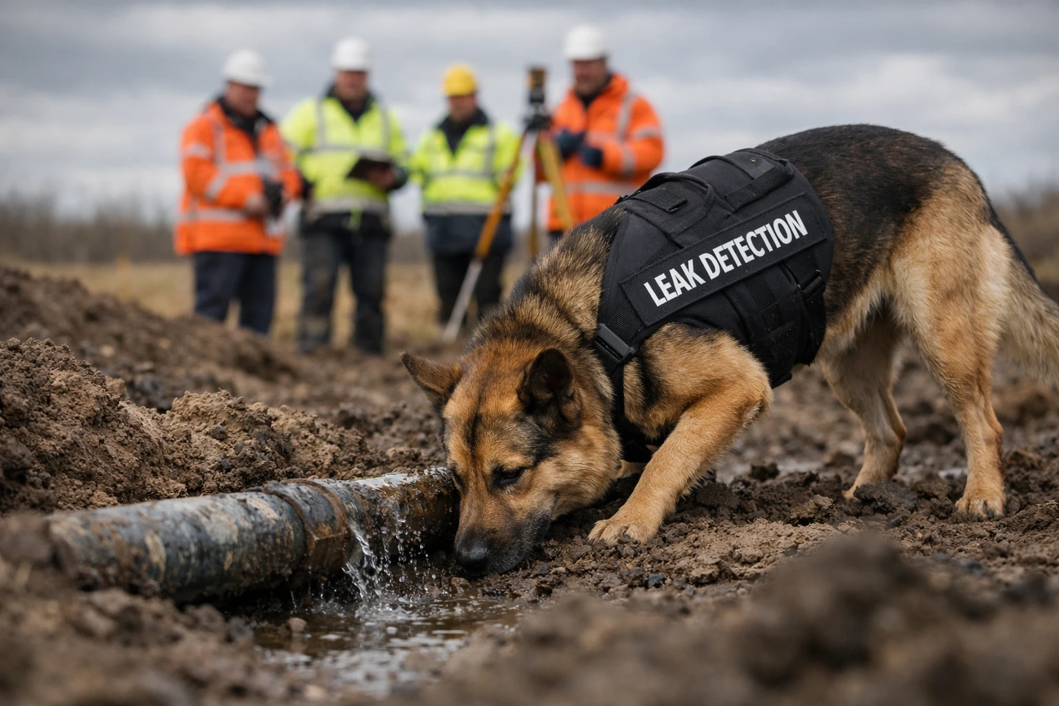 فناوری آب ۱. سگ نشت‌یاب در حال بوییدن زمین برای پیدا کردن ترکیدگی لوله آب ۲. تصویر ماهواره‌ای نشان‌دهنده رطوبت خاک برای شناسایی نشت آب ۳. نصب لاگرهای آکوستیک هوشمند روی شیر فلکه آب توسط متخصصان